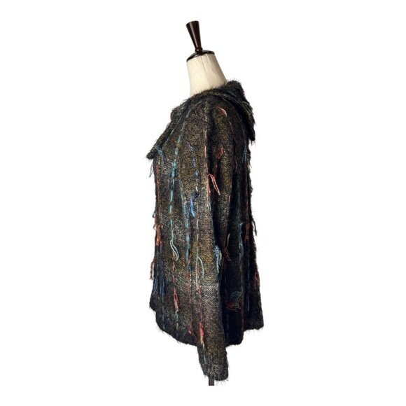 Chico's Sweater Women Large Brown‎ Ribbon Chunky Knit Cowl Neck Fuzzy Cozy - Picture 6 of 8